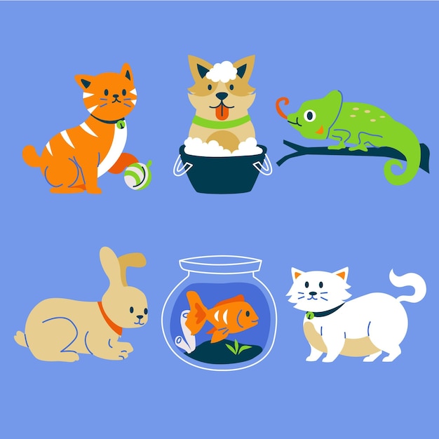 Free vector different pets pack