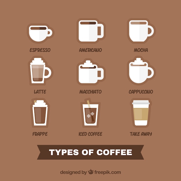 Free Vector different types of coffee