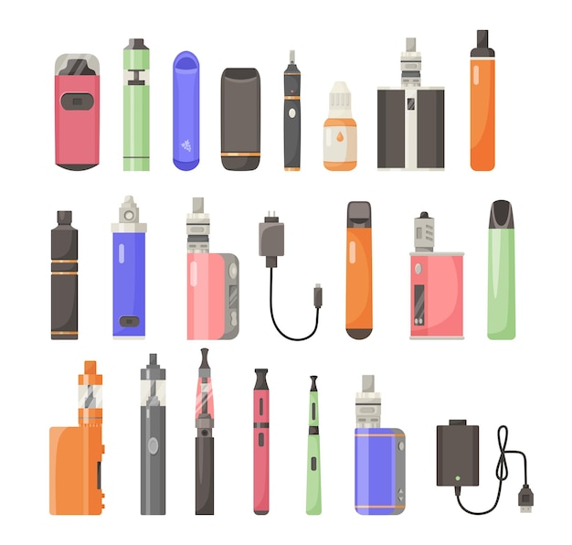 Free vector different types of ecigarettes vector illustrations set