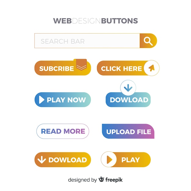 Free Vector different web buttons in gradient style