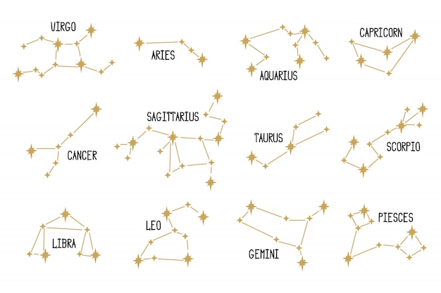 Free Vector different zodiac constellations set