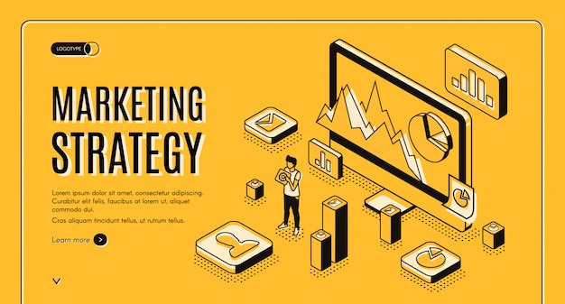 Free vector digital marketing agency isometric vector web banner