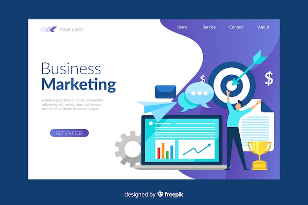 Free Vector digital marketing landing page template