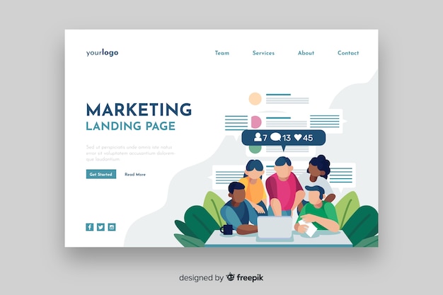 Digital marketing landing page template