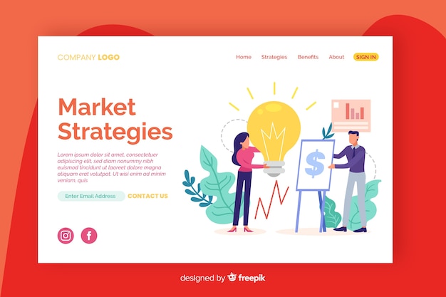 Free Vector digital marketing landing page template