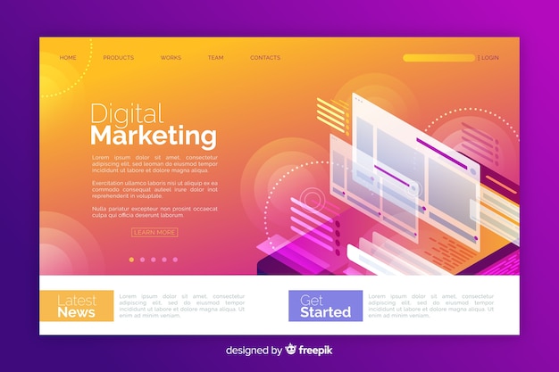 Free vector digital marketing landing page