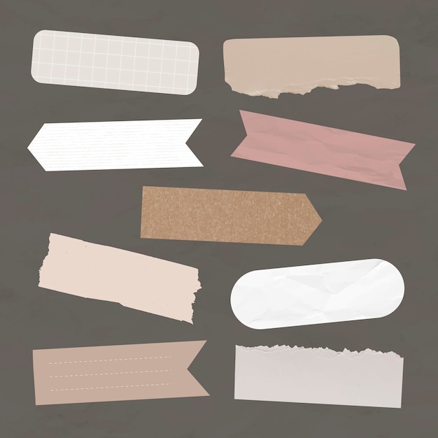 Free vector digital washi tape vector element set, pink digital sticker packs