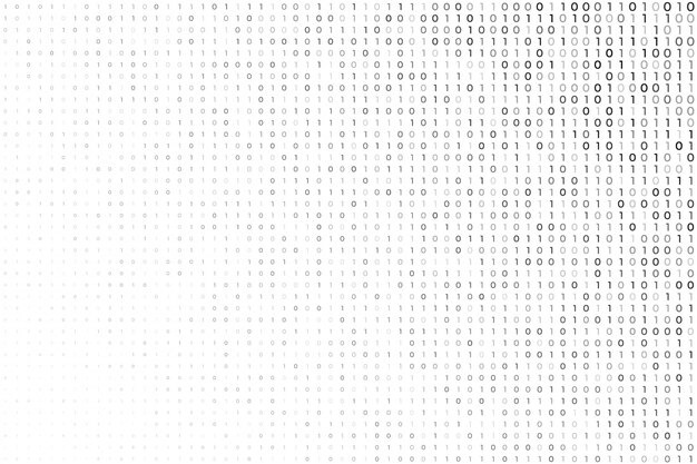 Digital white background with binary code numbers