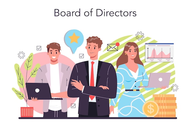 Free vector directors board concept business planning and development brainstorming or negotiating process business meeting and contracting isolated flat vector illustration