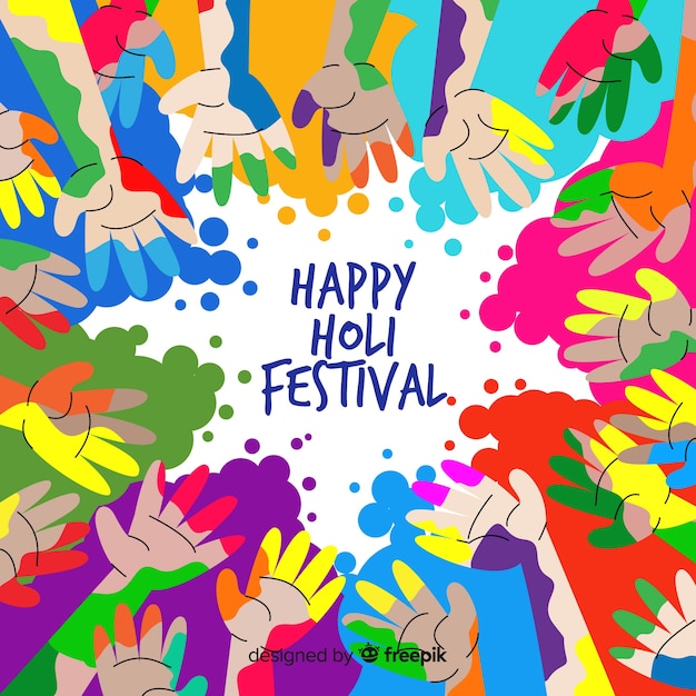 Free Vector dirty hands holi festival background