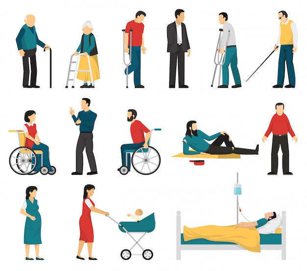 Free vector disabled people set