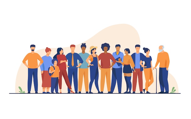 Free vector diverse crowd of people of different ages and races