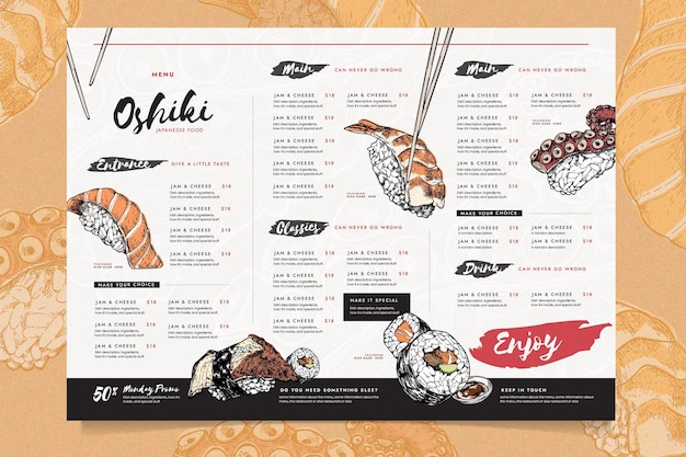 Free Vector diverse restaurant menu template