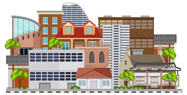 Free vector diverse urban building collection