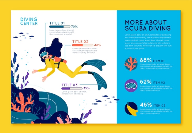 Diving hand drawn flat infographic