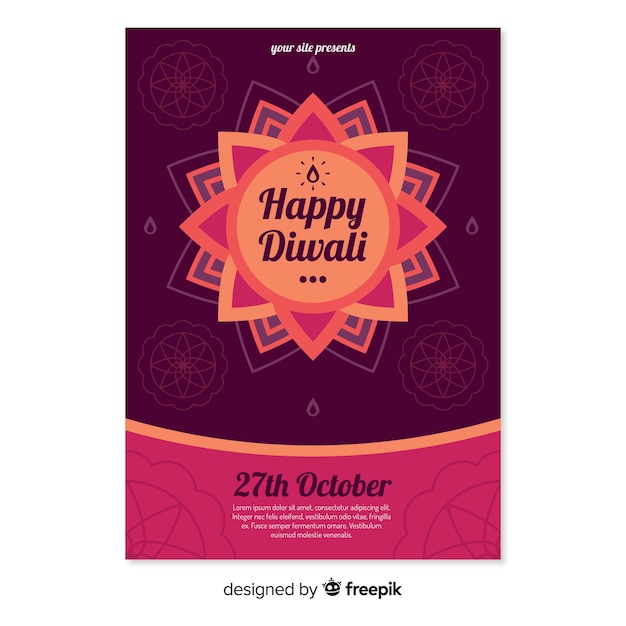 Diwali sale poster template in flat design