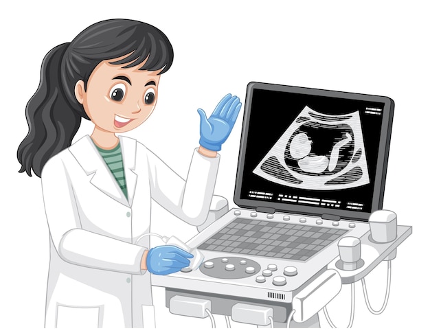 Free Vector doctor using ultrasound scanning machine