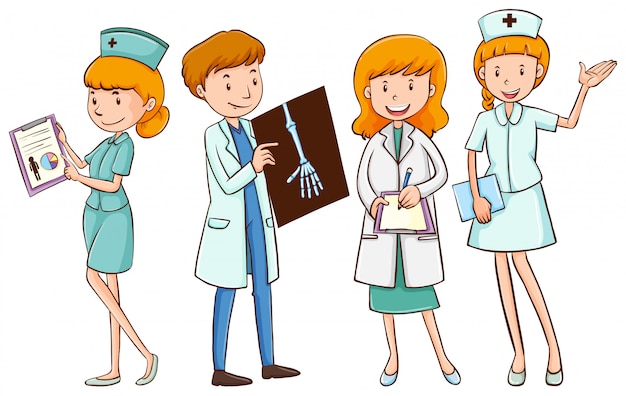 Free Vector doctors and nurses with patient files