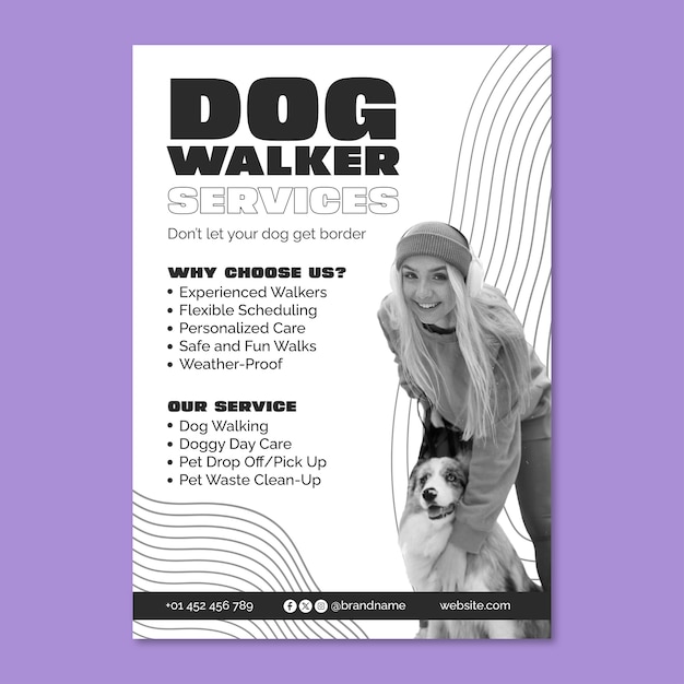 Free vector dog walk flyer template design