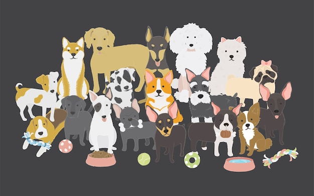 Free Vector dogs family 