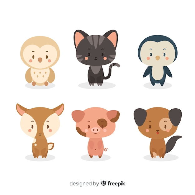 Free Vector domestic animals cartoon collection