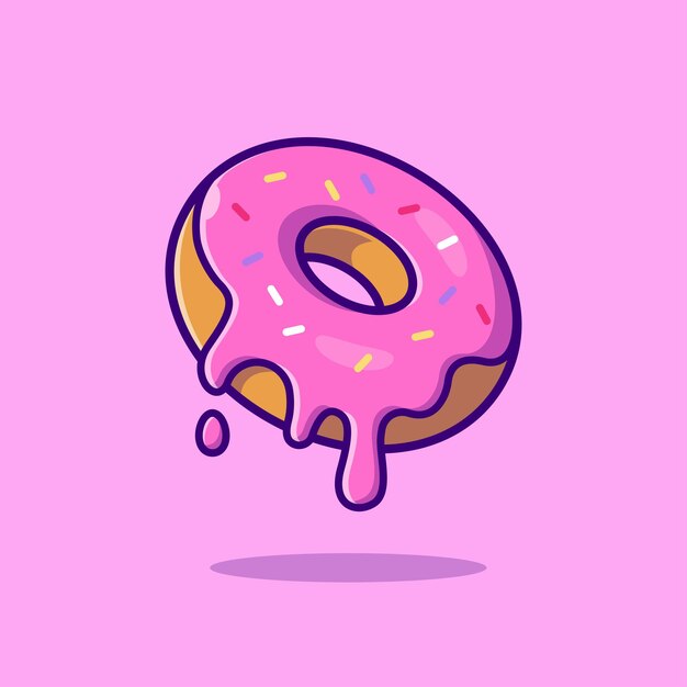 Donut Melted Floating Cartoon Vector Icon Illustration Food Object Icon Concept Isolated Flat Vector