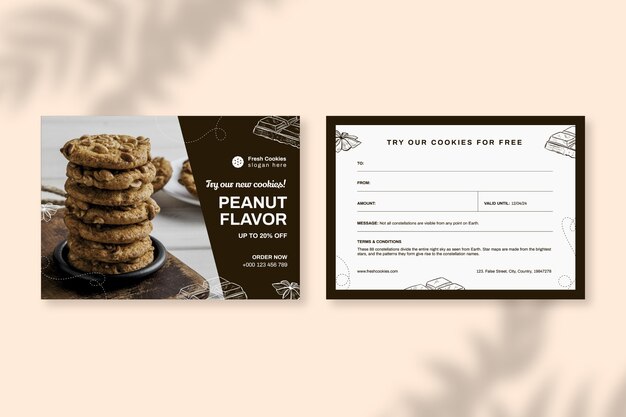 Doodle cookies bakery gift certificate template