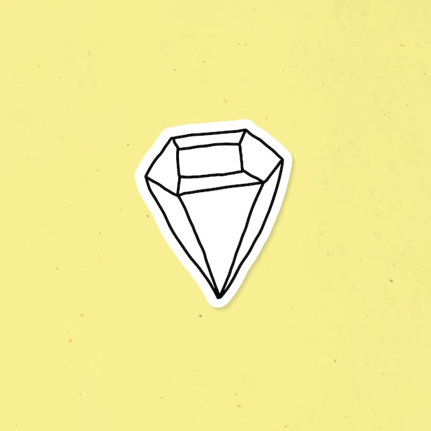 Free Vector doodle diamond journal sticker with a white border on a yellow background vector