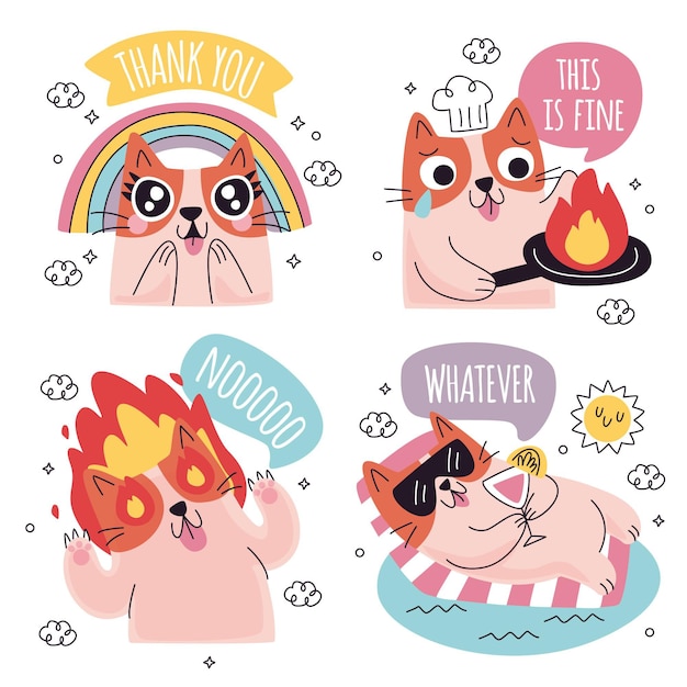 Doodle funny sticker set