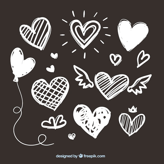 Free Vector doodle heart collection