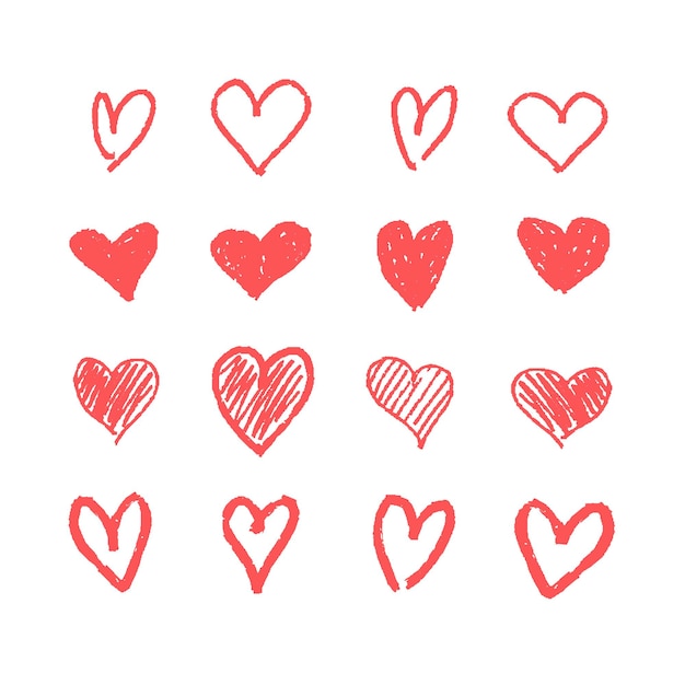 Free Vector doodle heart set