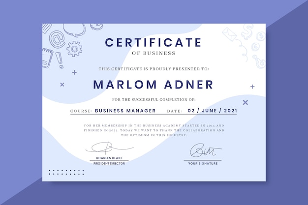 Free Vector doodle monocolor business certificates