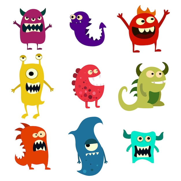 Free Vector doodle monsters set