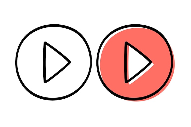 Free Vector doodle play button two styles