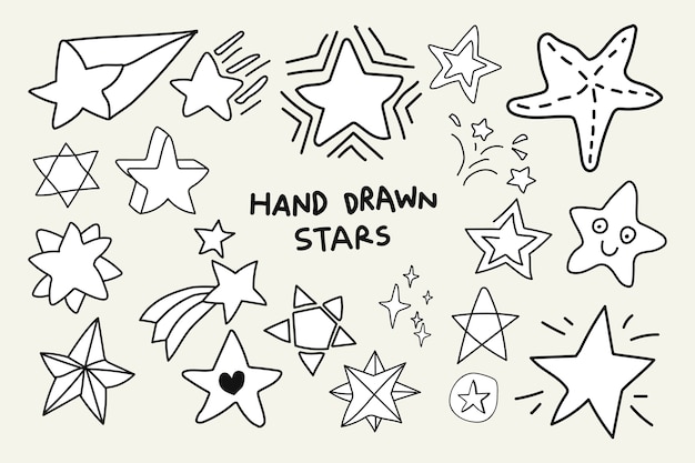 Free vector doodle stars set