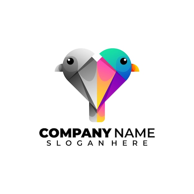 Free vector double bird modern colorful logo