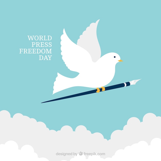 Free Vector dove background with a pen