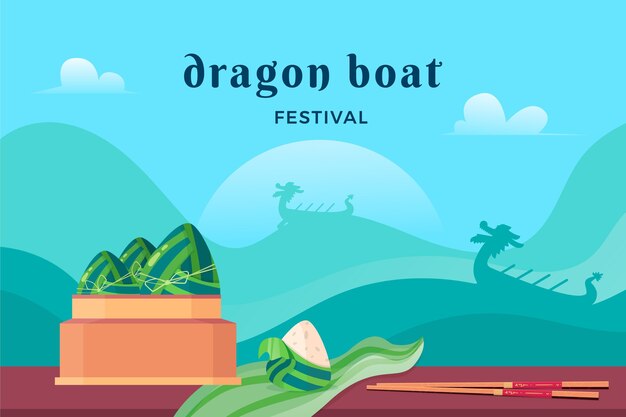 Dragon boat festival flat design background