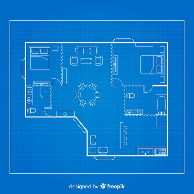 Draw sketch of home on blueprint