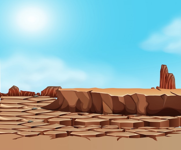 Free Vector drought cracked desert landscape