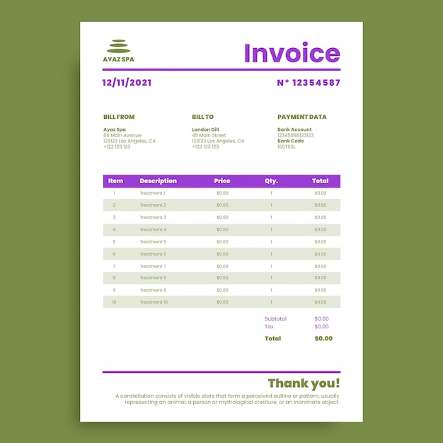 Duotone ayaz spa invoice