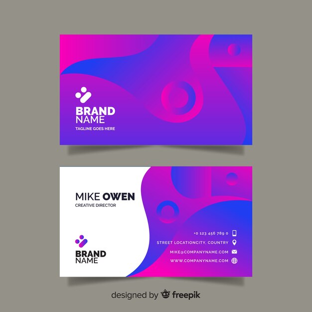 Duotone business card with gradient models template