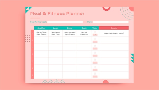 Duotone geometric meal and fitness planner