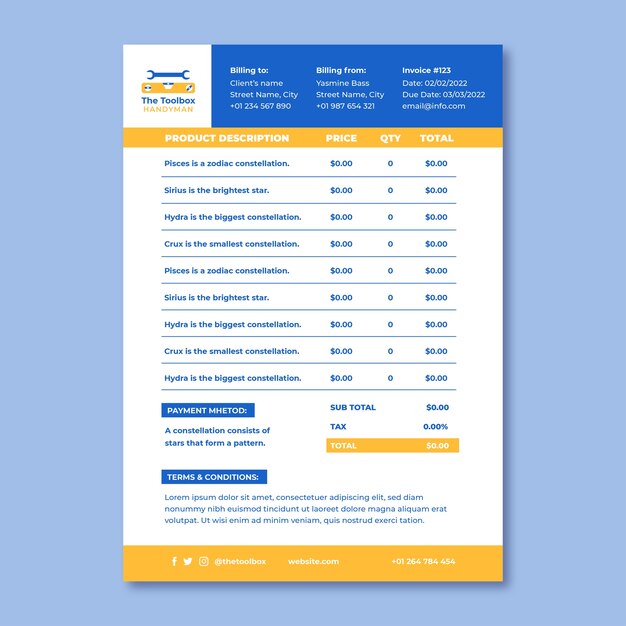 Duotone handyman invoice