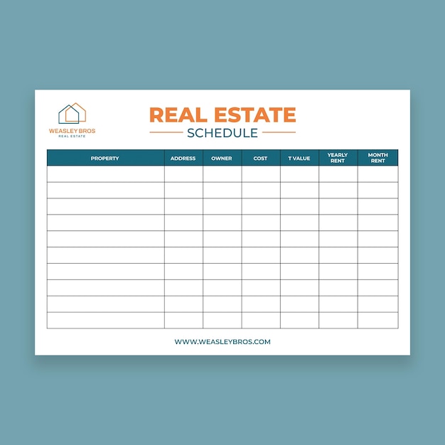 Duotone real estate schedule