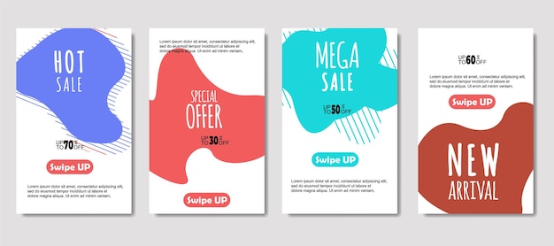 Free Vector dynamic abstract fluid mobile for sale banners sale banner template design mega sale special offer set design for flyer gift card poster on wall coverbook banner social media