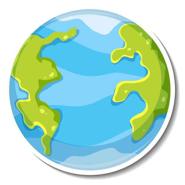 Free vector earth globe cartoon sticker on white background