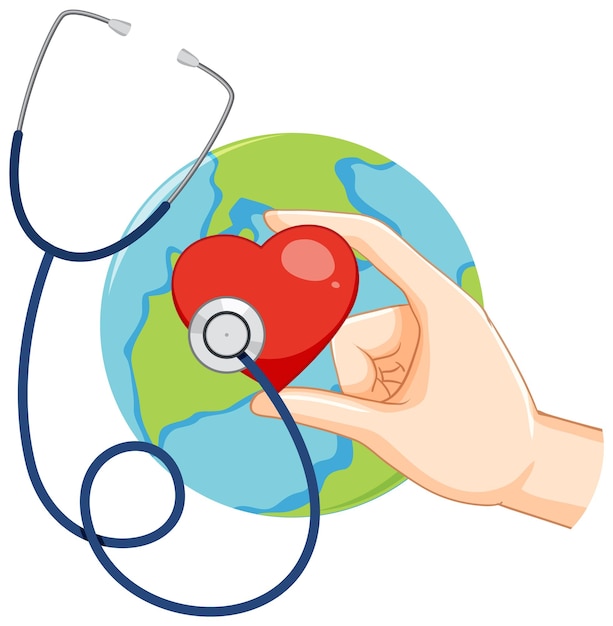 Free Vector earth globe with stethoscope icon