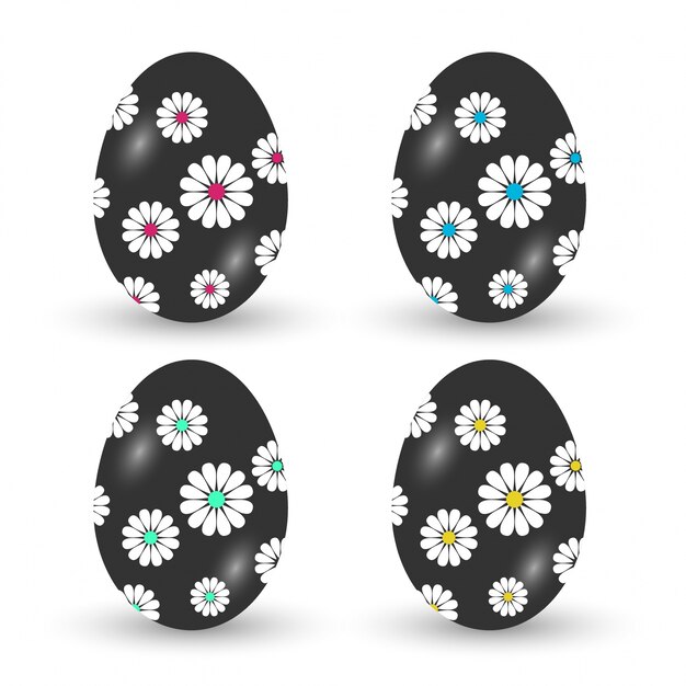 Easter eggs with flowers