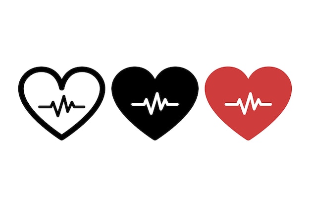 Free Vector ecg line heart outline flat glyph